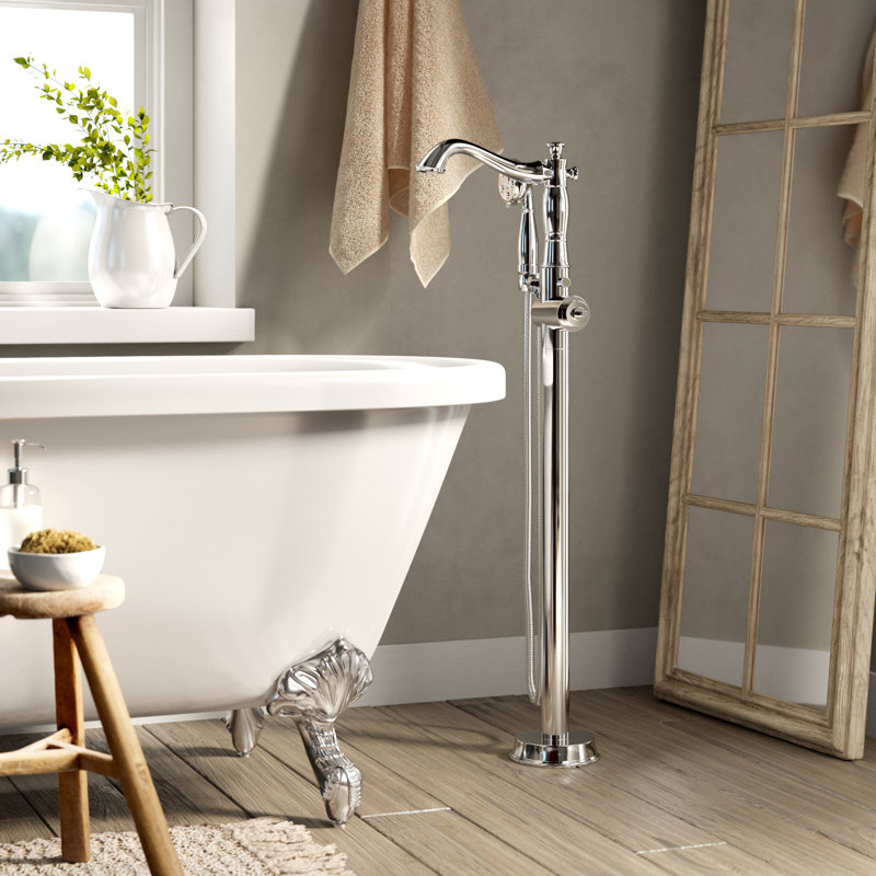 Cassidy Floor Mount Freestanding Tub Filler Trim with Handshower